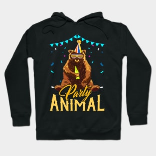 Party Animal Cute Bear in Party Hat Funny Birthday Hoodie